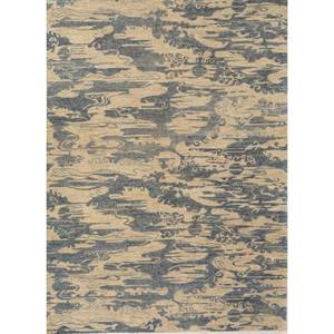 Alfombra de Lana Anudada a Mano Aprezo Azul, Rectangular de 9x12, con Patrón Abstracto para Sala de Estar, Pasillo, Modelo Skwl-421 - Product Image 1