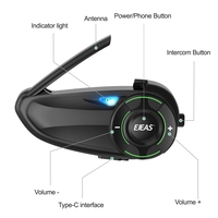 Casque de moto Q8 ABS pour interphone, Full Duplex 1000M, 2 voies, 6 motards, avec partage de musique FM, IP67