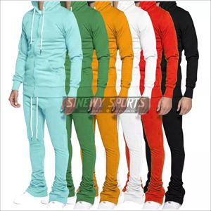 Ensemble de survêtement décontracté pour homme en coton 100%, taille plus, molleton, sweat-shirt à capuche, jogging, broderie personnalisée, écologique, actif - Product Image 1