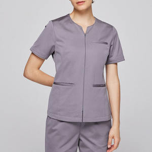 Uniformes Médicos de Enfermería para Mujer, Blusa de Manga Corta Cómoda y Pantalones Rectos Elásticos de Spandex y Poliéster - Product Image 1