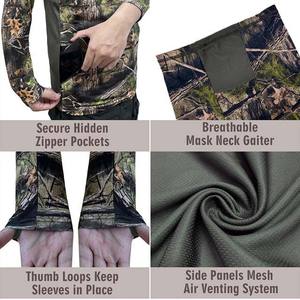 Venta al por mayor de los hombres de camuflaje sudaderas con capucha transpirable UPF 50 + ropa de pesca con protección facial sublimación protección facial ropa de pesca - Product Image 6