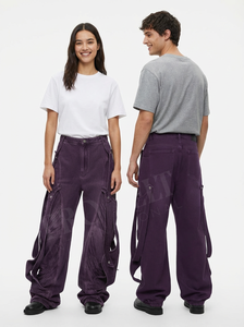 Pantalons cargo en denim sur mesure, vente chaude, jambe large, streetwear, coupe ample, style utilitaire, décontracté, vêtements de travail, toutes saisons - Product Image 5