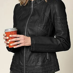 Veste en cuir véritable pour femmes de qualité supérieure, design élégant, coupe ajustée, décoration brodée, vente en gros, veste en cuir respirante - Product Image 6