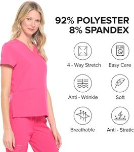 Conjunto de uniforme de enfermera profesional Premium para mujer con tela Flexible con tela elástica suave uniforme de enfermería para mujer - Product Image 4