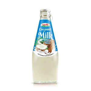 290mlガラス瓶にナタデココキューブを入れたオリジナルココナッツミルク-おいしいドリンクNAWONブランド