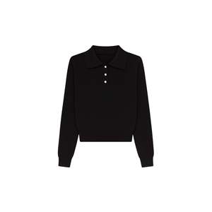 เสื้อโปโลคอปกสีทอง แต่งกระดุม ผ้าถัก - สีน้ำตาล - สีน้ำตาล - Product Image 3