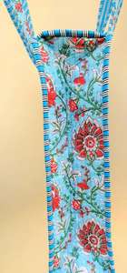 Blue Cotton Block Printed <b>Quilted</b> Shoulder Tote Bag for Women Eco-Friendly Kantha Cotton Handmade Boho Style Zipper Canvas Bag - Product Image 3