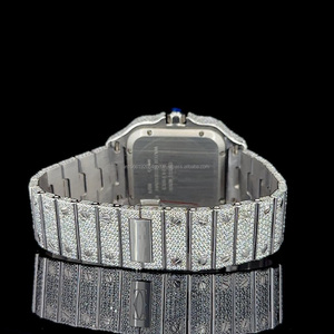 Montre unisexe en or blanc glacé avec moissanite et diamant de haute qualité VVS D clarity - Product Image 6