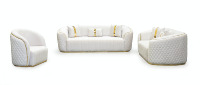 Hot Selling Modernes Wohnzimmer Sofa Set Edelstahl Knopf Tufting Villa Home Office Sofas Hotel Wohnzimmer Möbel
