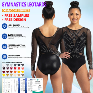 Justaucorps de gymnastique haut de gamme pour filles, motif étoile dorée, manches longues, très extensible, pour compétition professionnelle, conception gratuite, livraison en 7 jours - Product Image 1