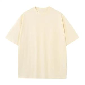 Usine en gros hommes 100% coton à manches courtes T-Shirts étiquette de lavage personnalisée Logo surdimensionné solide motif hauts vierges - Product Image 4