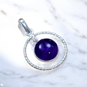 Amethyst Gemstone Cabochon 925 Sterling Silver Pendants Necklace With Pendant Silver Fine Wholesale Jewelry - Product Image 2
