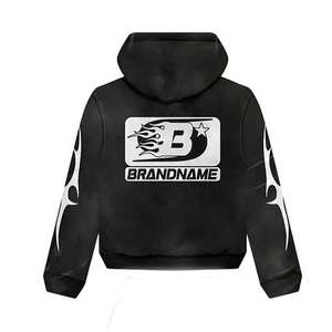 New Custom Men's Winter Acid Wash Distress Lightweight Knit Windproof Sweat Suit Flare Baggy Sweatpants Jogger <b>Hoodie</b> Set Unisex - Product Image 5