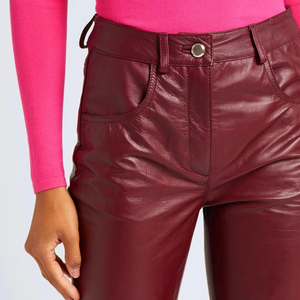 Casual Unisex Genuine Leather Regular Fit <b>Trousers</b> Elastic Waist High Quality Windproof Streetwear Style <b>Winter</b> <b>for</b> Men <b>Women</b> - Product Image 4