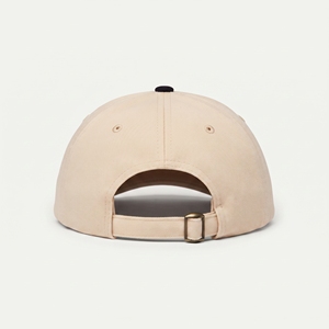 Casquette de baseball ajustée 6 panneaux avec logo brodé, motif géométrique, unisexe, décontractée, beige, visière noire, vente en gros, personnalisable, OEM, faible MOQ - Product Image 3