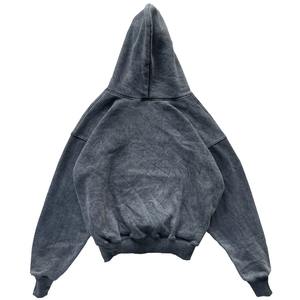 Graphiques personnalisés sérigraphie pantalons de survêtement et sweat à capuche visage intégral fermeture éclair épaisse polaire lavage à l'acide anti-rétrécissement tissu éponge - Product Image 3