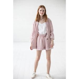 Ensemble en lin femmes, short en lin Veste en lin et short taille haute, ensemble deux pièces de costume en lin, costume en lin décontracté, ensemble en lin femmes - Product Image 3