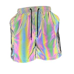 Pantalones cortos holográficos reflectantes blancos Cargo para hombre 100% algodón sólido ropa de calle ecológica para fiesta de Festival servicio OEM - Product Image 1
