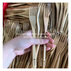 Juego de cucharas de bambú reutilizables biodegradables 2025 al por mayor cubiertos cuchillo y tenedor con pajitas con logotipo láser fabricado por Eco2go - Product Image 3