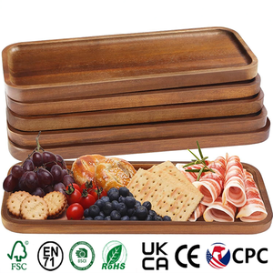 En stock, plateau en bois massif, bois d'acacia, plateau à thé personnalisé de qualité supérieure, <span class=keywords><strong>petit</strong></span> plateau pour fruits, en-cas, noix, dessert, rangement de bureau, vaisselle - Product Image 1