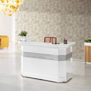 Mostrador de recepción de superficie sólida, mostrador de recepción con frente brillante, mostrador de recepción para salón de belleza, mesa de recepción para vestíbulo de hotel, personalizado a medida - Product Image 6