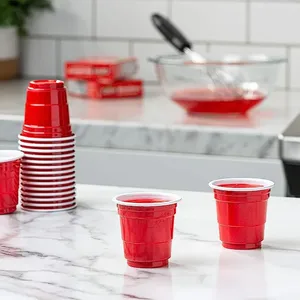 Red <b>Plastic</b> Disposable Party Cups Classic Cold <b>Drinkware</b> for Events and Gatherings - Product Image 1