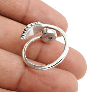 Adjustable Round Cut Druzy Gemstone Leaf <b>Ring</b> in Solid 925 Sterling Silver <b>Boho</b> Jewelry With Bezel Setting Perfect for Dailywear - Product Image 4