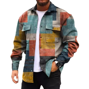 Youth Fashion Urban Fashion <b>Jacket</b> Personalized Design Sense Printing Lapel <b>Men's</b> Shirt <b>Jacket</b> Tops - Product Image 3