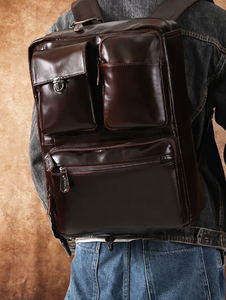 Premium Quality Custom Soft Buffalo Leather Bagpack Stylish Unique Smooth <b>Pebbled</b> Leather Hand-<b>Crafted</b> Cotton Zipper - Product Image 4