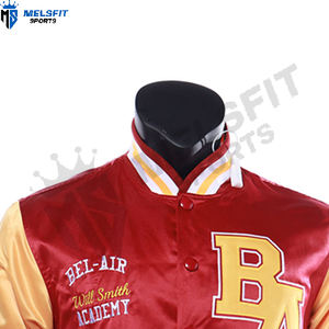 Chaqueta Universitaria de Satén Personalizada de Alta Calidad con Cuello Alto, Logotipo Bordado, Patrón de Letras Transpirable para Hombre - Product Image 6
