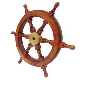 Nautical Decorative Premium Pine Wood Ship Wheel With Rope Center Motif Captain Maritime Beach <b>Home</b> <b>Decor</b> <b>Gift</b> - Product Image 6