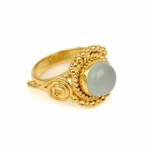 Nueva llegada 18K chapado en oro 8mm piedra lunar blanca Natural sólido 925 plata esterlina Boho Simple anillo de piedras preciosas elegante joyería fina - Product Image 3