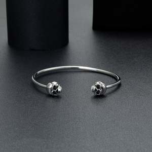 Jeulia Biker Style Skull Sterling <b>Silver</b> Fashion <b>Bangle</b> <b>Bracelet</b> - Product Image 3