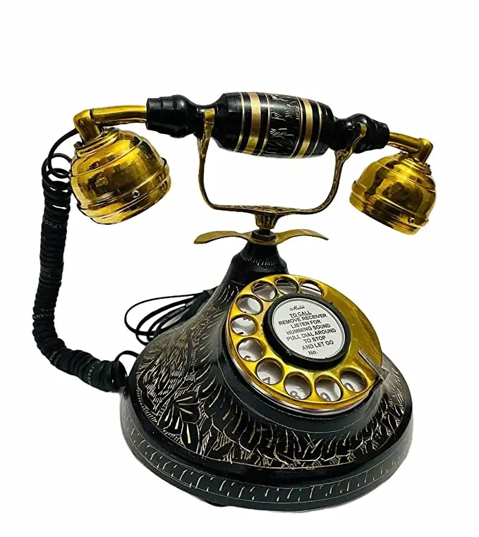 Винтажный вращающийся телефон из морской латуни, старомодный телефон, французский Викторианский ретро телефон для использования, домашний декор и подарочный предмет