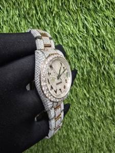 Montre automatique mécanique de haute qualité, fabriquée à la main, avec diamants en moissanite VVS, sertie de diamants, pour homme et femme, en acier inoxydable de luxe - Product Image 4