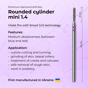 Formula Profi Precision <b>Mini</b> Rounded Cylinder Diamond Nail <b>Drill</b> Bit 1.4 mm Violet PRO for Cuticle Care - Product Image 3