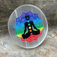 Plat Pengisian Energi Selenite Alami untuk Meditasi & Simbol Chakra untuk Penyembuhan Reiki Grosir Plat Pengisian Energi Selenite grosir