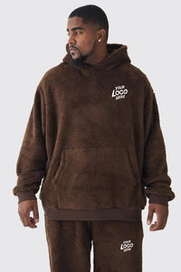 Novedades: Conjunto de chándal informal de otoño para hombre, 2 piezas, de felpa 100% algodón de alto gramaje, manga larga, pantalones acampanados, ecológico, con detalles laterales. - Product Image 3