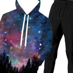 Ensemble de survêtement pour homme Galaxy Sublimation, sweat-shirt et pantalon, imprimé spatial élégant, vêtements de sport complets, tenue de jogging confortable, tendance - Product Image 2