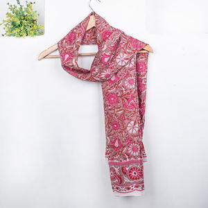 Marque de luxe coton écharpe Sanganeri bloc imprimé femme sarong à la main plage couverture Ups paréo été tête enveloppement écharpes - Product Image 3