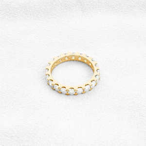 TISHYA DIAMOND 925 <b>Silver</b> Moissanite Round Cut Prong Setting Full Eternity Engagement <b>Band</b> Vintage <b>Ring</b> for Women - Product Image 4