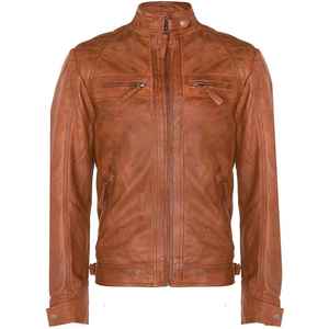 Plain Dyed 2026 Genuine 100% Leather Cotton <b>Filling</b> Regular Length Cowhide Breathable Waterproof <b>Men</b> Leather <b>Jacket</b> - Product Image 1