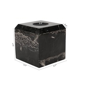 กล่องกระดาษทิชชู่ลายหินอ่อนสีดําแฮนด์เมดขายส่งผู้ถือผ้าเช็ดปากทรงสี่เหลี่ยมราคาไม่แพงปกกล่องกระดาษทิชชูที่ดีที่สุด - Product Image 1