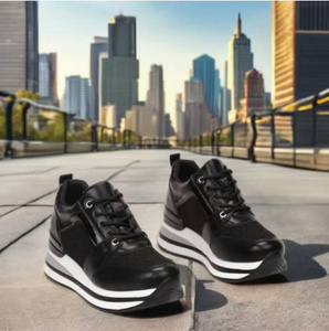 Baskets de luxe en cuir noir de haute qualité pour femmes confortables à la mode pour tous les styles Produit populaire - Product Image 1