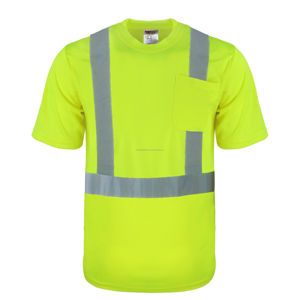 Custom Logo High Visibility Yellow Safety Reflective T <b>Shirts</b> Neon Green Working High Viz T-<b>shirts</b> for Men - Product Image 6