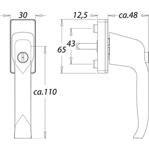 Traffic White 1003/2035 Aluminium Window Handle F9016 Lockable EDI for Blinds <b>Shades</b> & Shutters 35 mm - Product Image 3