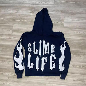 Fabricante Hombres Desgastado Bordado Algodón Mezclado Con Capucha Venta al por mayor Raw Hem Winter Warm Street Style Hoodies - Product Image 3