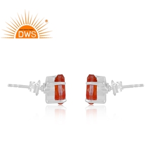 Última tendencia fina plata esterlina Bio morganita doblete cuarzo piedra preciosa Stud pendiente joyería personalizada para mujer regalo para ella - Product Image 3