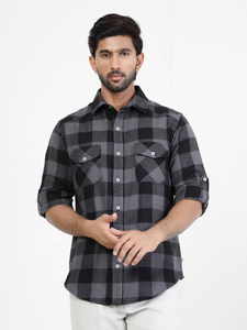 เสื้อเชิ้ตผ้าสักหลาดผ้าฝ้ายสำหรับผู้ชายสไตล์อเนกประสงค์สำหรับฤดูใบไม้ร่วงฤดูหนาว - Product Image 2