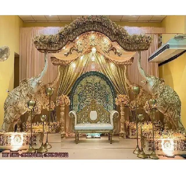 Parfait événement de mariage Hathi Mandap Cum scène Srilankan décor de mariage Vidhi Mandap incroyable Mandap pour les mariages du sud de l'Inde